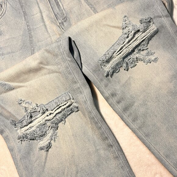 🏷️ Rachel Roy Ladd Boyfriend Carpenter Mid Rise Stone Washed Ripped Jeans Small - Picture 8 of 16